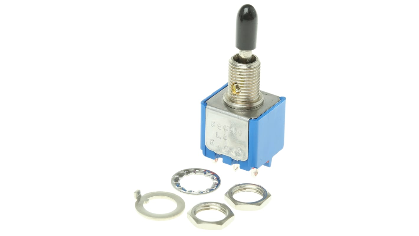 APEM Toggle Switch, Panel Mount, On-Off-On, DPST, Solder Terminal