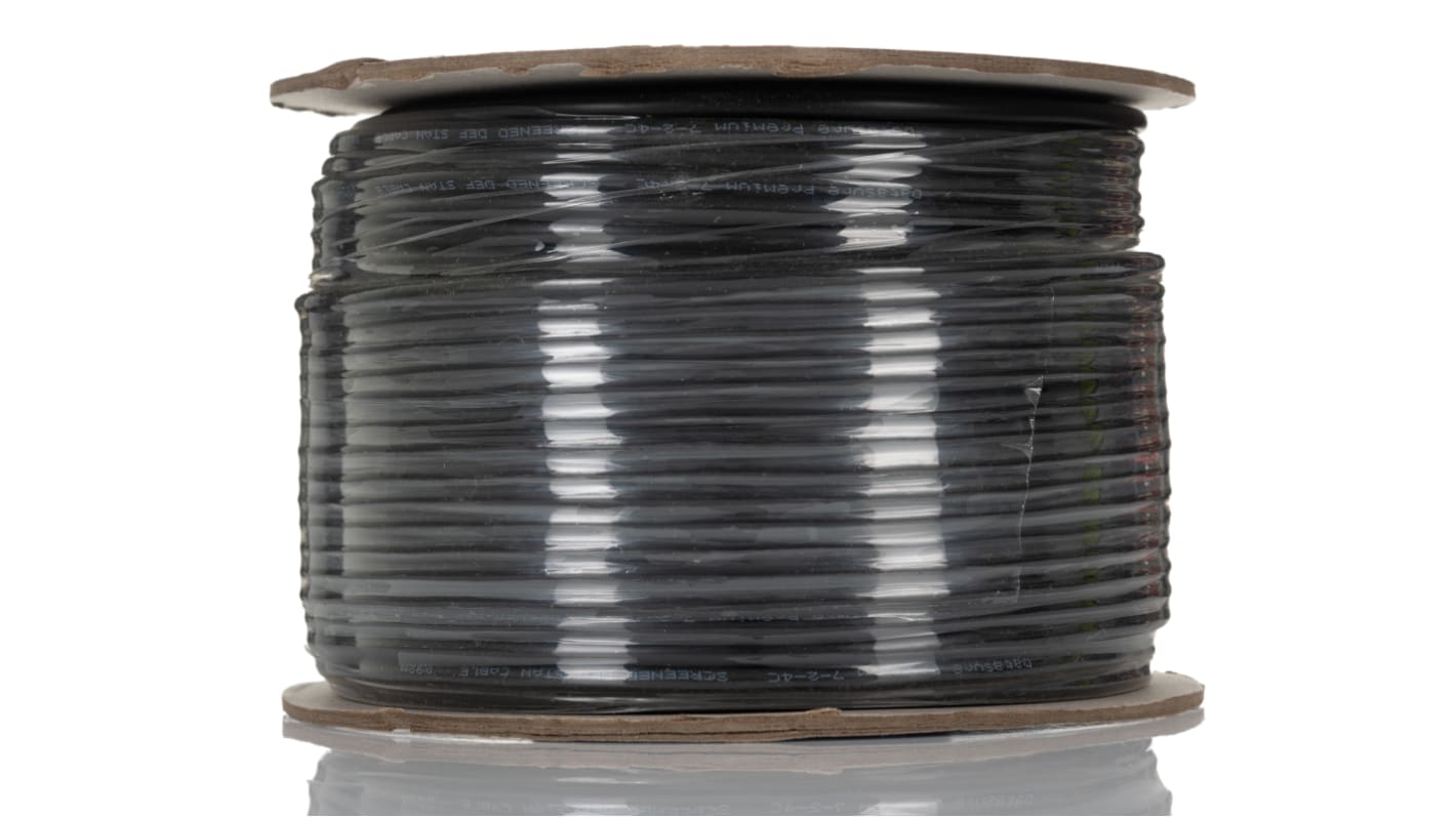 RS PRO Multicore Industrial Cable, 4 Cores, 0.22 mm², DEF STAN, Unscreened, 100m, Black PVC Sheath