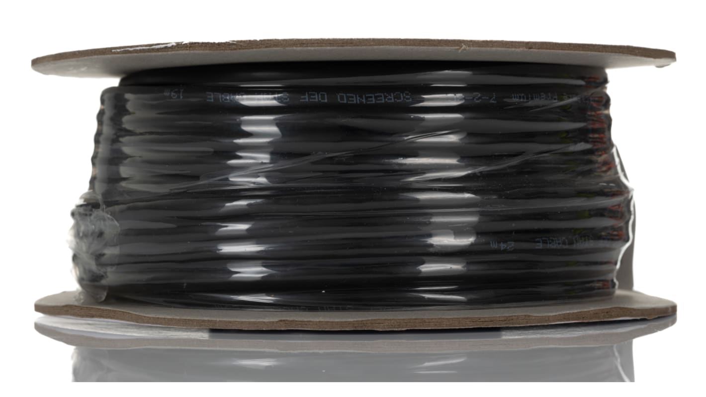 RS PRO Multicore Industrial Cable, 6 Cores, 0.22 mm², DEF STAN, Unscreened, 100m, Black PVC Sheath