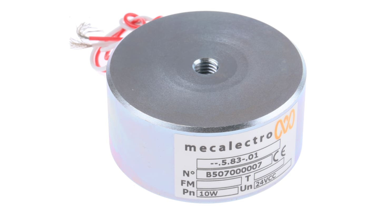 Retenedor magnético Mecalectro, alimentación 24V dc, fuerza de retención 1450N, Ø 63mm, long. 30mm