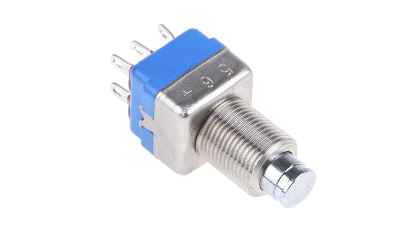 APEM Push Button Switch, Momentary, Panel Mount, 10.2mm Cutout, DPDT, 24V dc