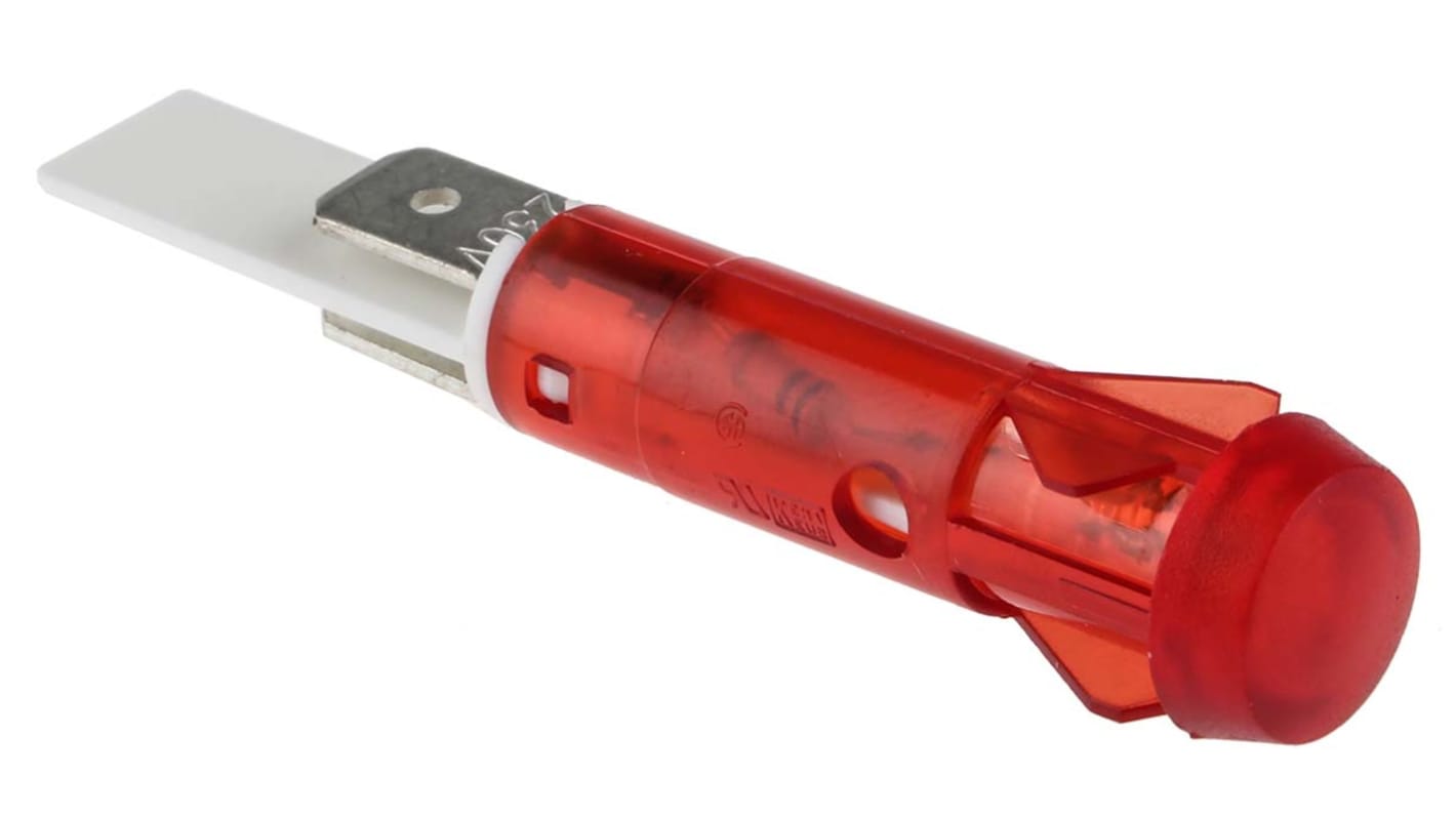 Indicatore da pannello Arcolectric (Bulgin) Ltd Rosso Neon, 230V ca, Sporgente, foro da 9.5mm