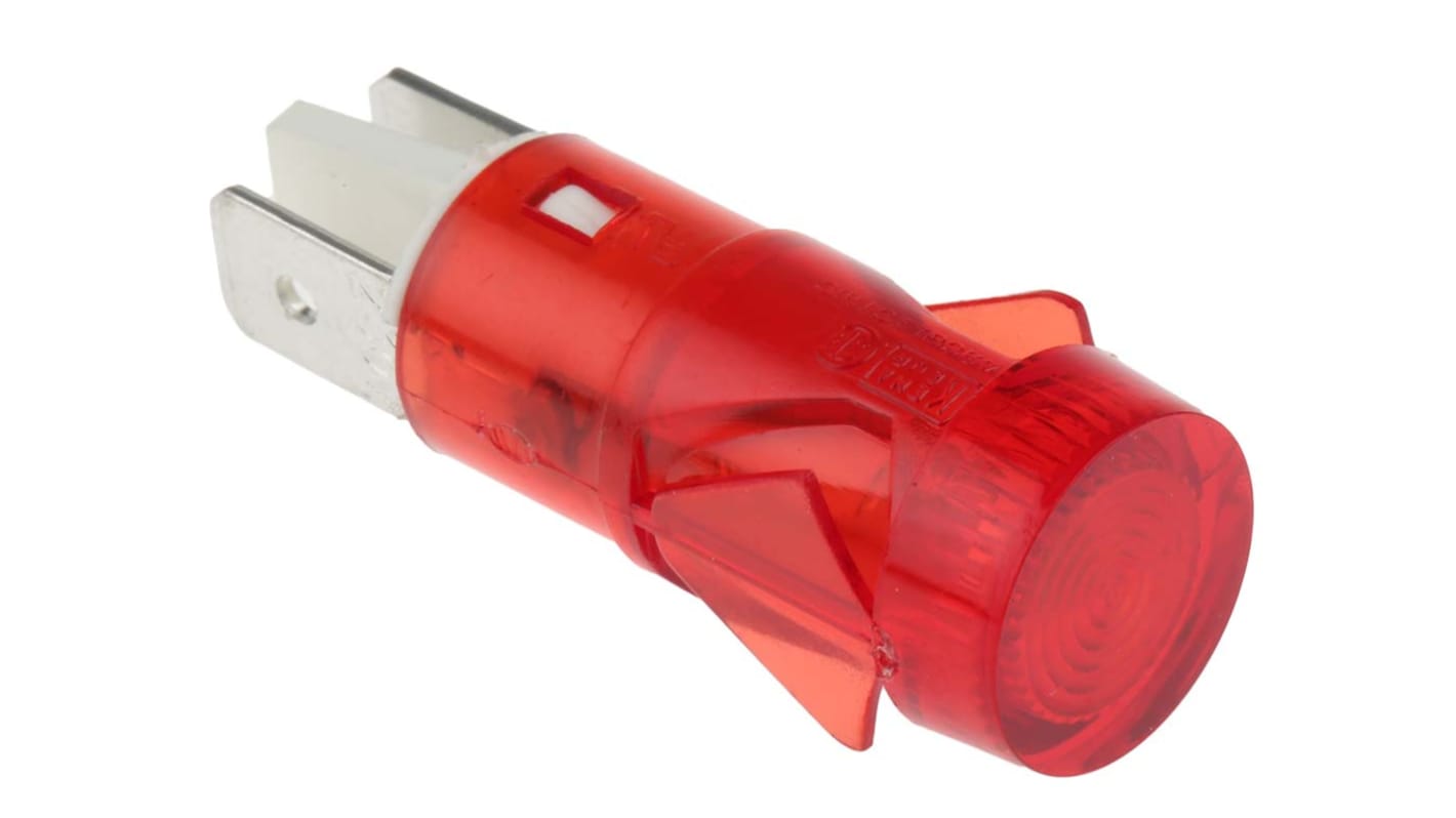 Indikátor pro montáž do panelu 12.7mm Prominentní barva Červená, typ žárovky: Neonová, 230V ac Arcolectric (Bulgin) Ltd