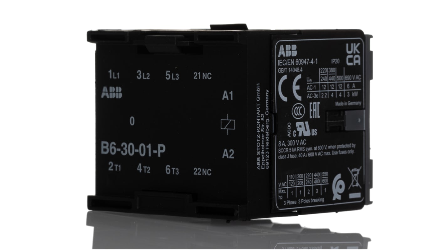 Contattore Unità di controllo ABB, serie B6, 3 poli, 3NO, 20 A, 4 kW, bobina 240 V