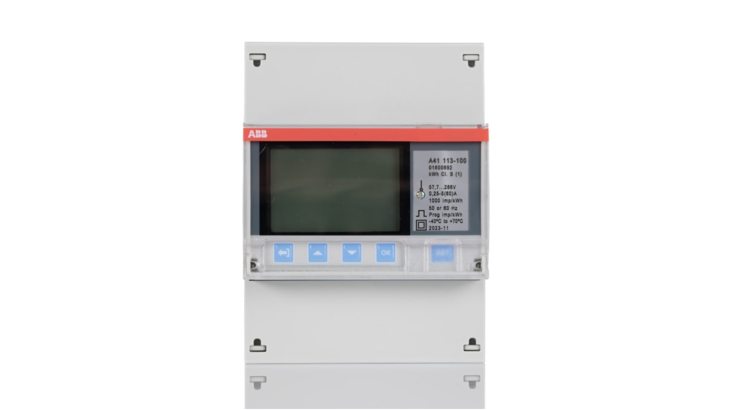 Medidor de energía ABB serie A41, display LCD, con 4 dígitos, precisión ±1%, 1 fase