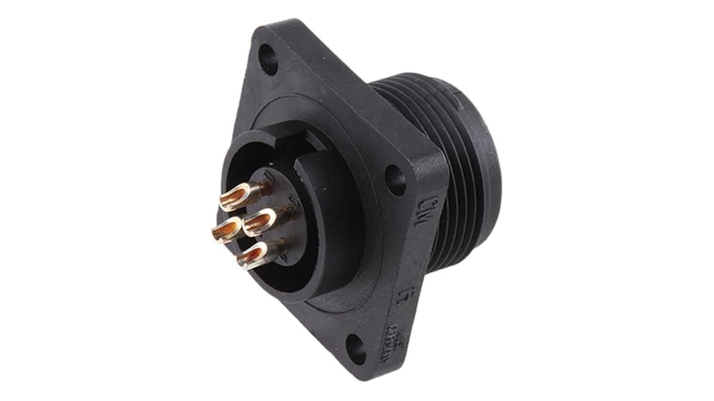 Hirschmann 4 Way Panel Mount MIL Spec Circular Connector Receptacle, Pin Contacts, Screw Coupling, MIL-DTL-5015