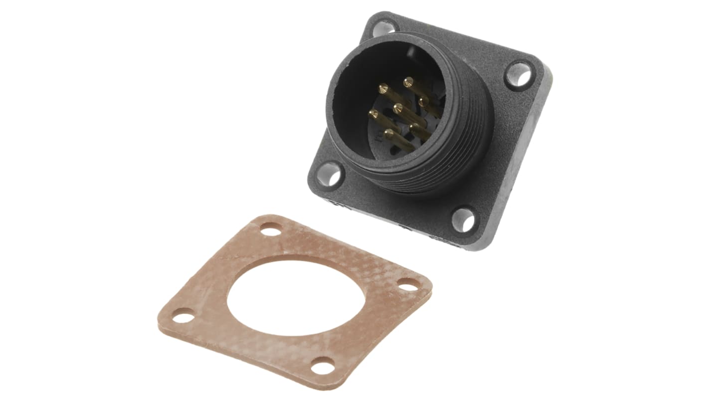 Hirschmann 7 Way Panel Mount MIL Spec Circular Connector, Pin Contacts,Shell Size 14, Screw Coupling, MIL-DTL-5015