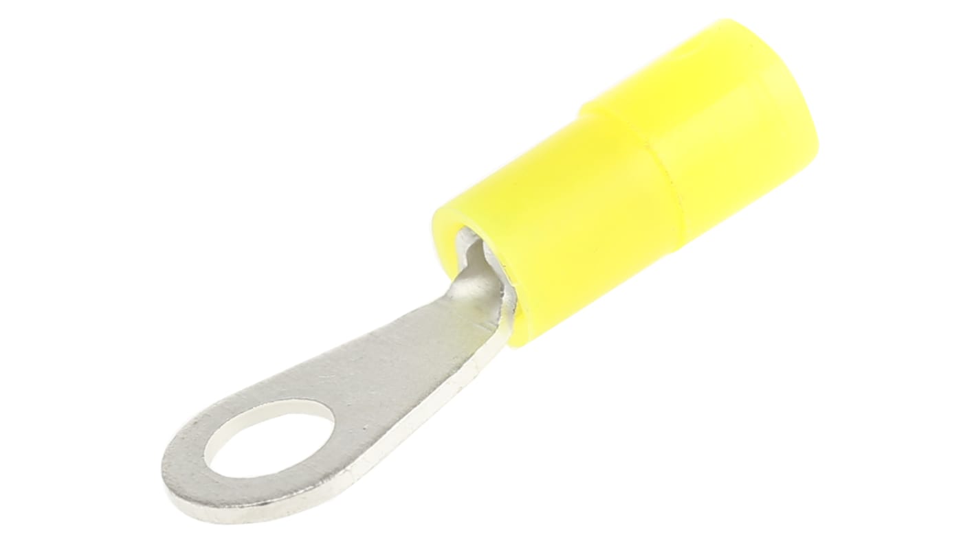 RS PRO Insulated Ring Terminal, M2.5 Stud Size, 0.2mm² to 0.5mm² Wire Size, Yellow