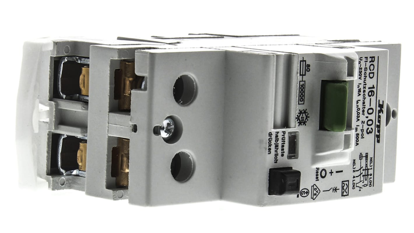 Kopp 1 + N 16 A Instantaneous RCD Switch, Trip Sensitivity 30mA