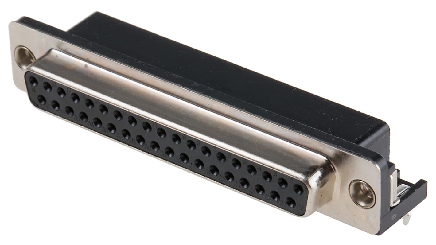 Conector D-sub RS PRO, paso 2.77mm, Ángulo de 90° , Orificio Pasante, Hembra, Terminación Soldador, 350,0 V., 5.0A, con