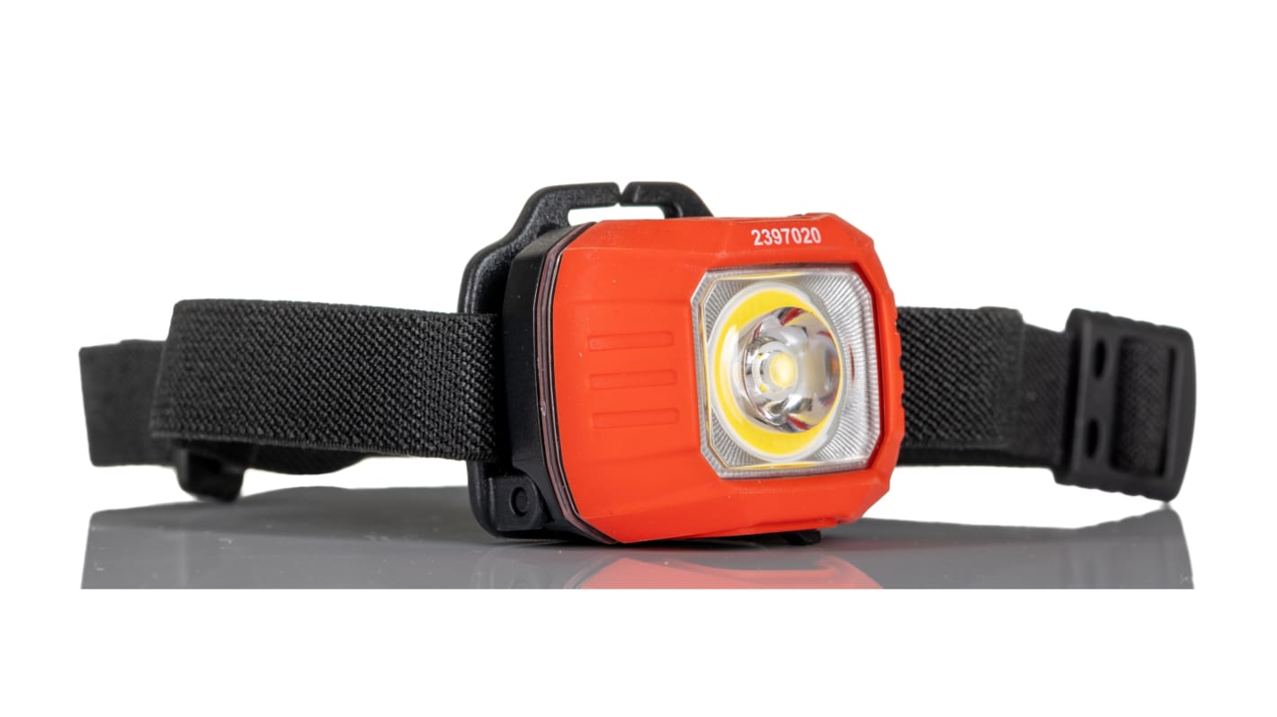 RS PRO LED Head Torch 320 lm, 26m Range