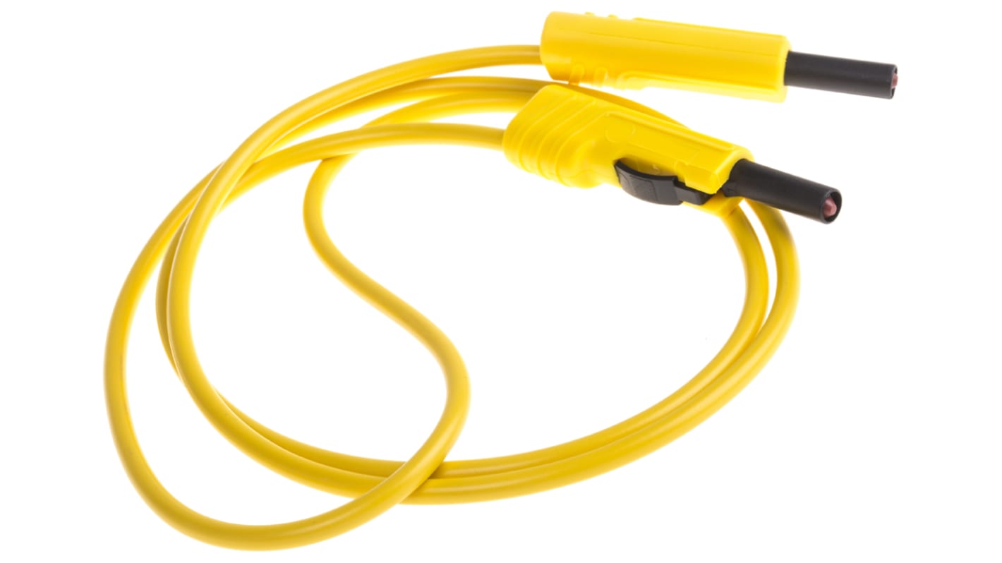 Cavo di prova da 4 mm  Hirschmann T&M, Maschio-Maschio, 16A, 60V cc, col. Giallo, 1m