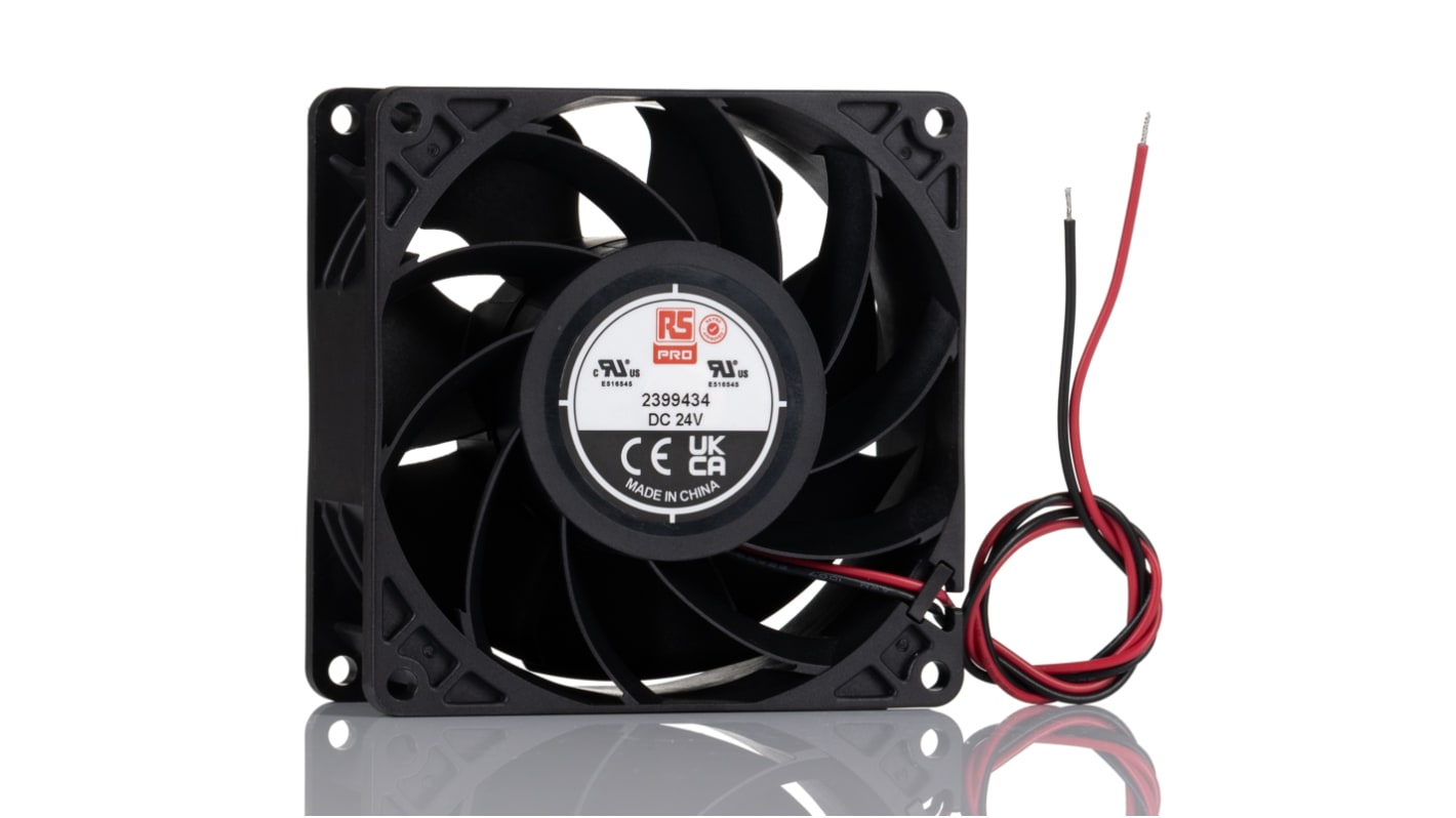 Ventilador Axial RS PRO de 92 x 92 x 38mm, 24 V CC, 31.68W, 7000rpm, caudal 145.57cfm, 64.1dB(A)