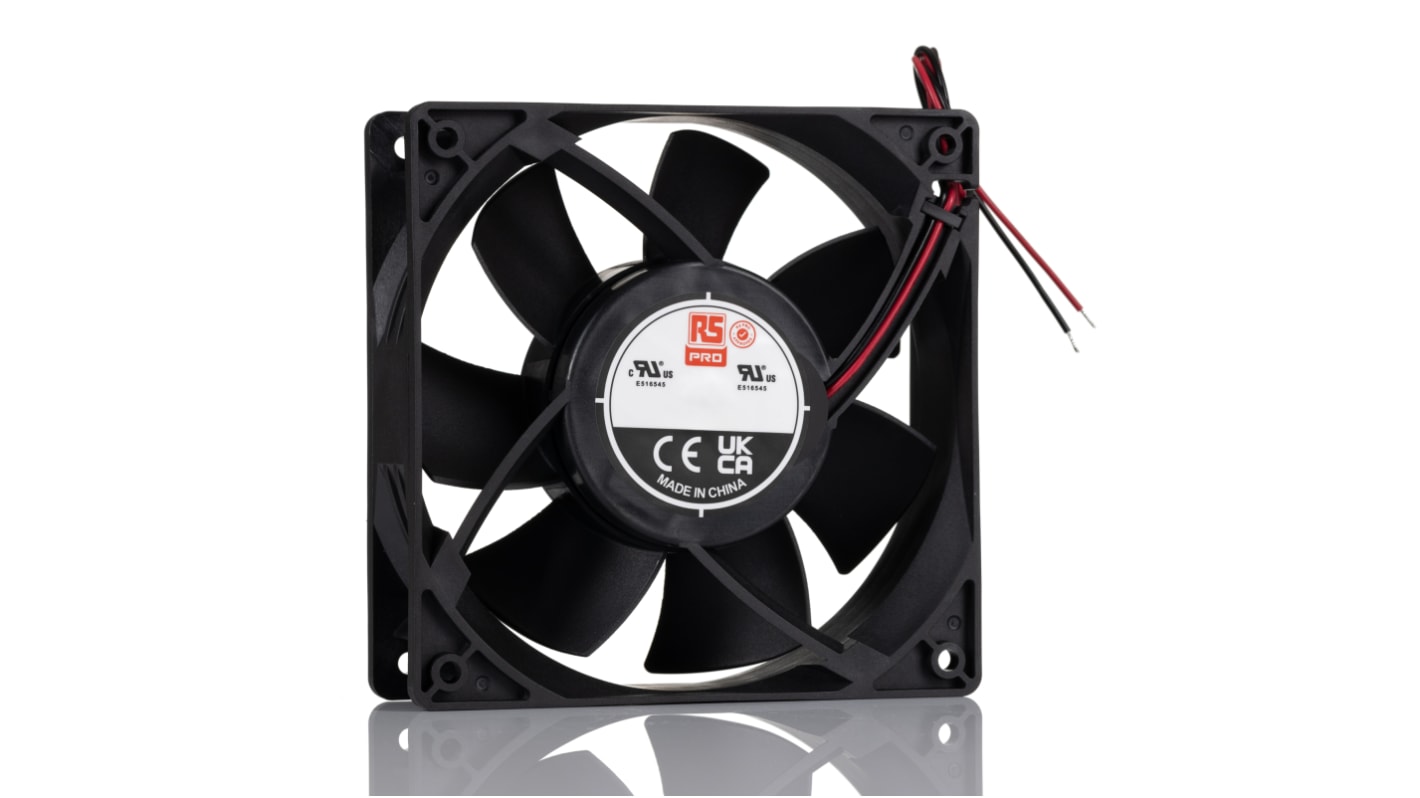 RS PRO Axial Fan, 24 V dc, DC Operation, 121.1cfm, 10.08W, 350mA Max, 119 x 119 x 25mm