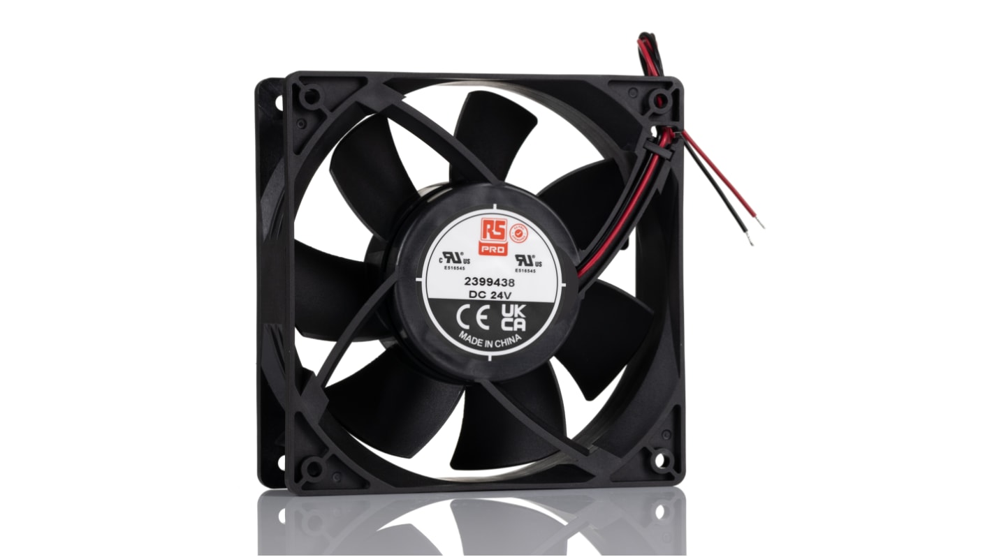 RS PRO Axial Fan, 24 V dc, DC Operation, 241cfm, 41.76W, 1.45A Max, 119 x 119 x 25mm