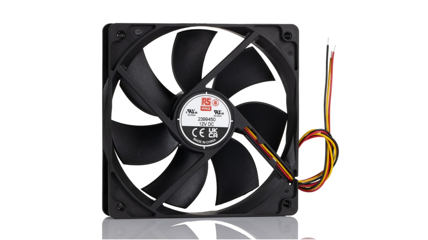 Ventilador Axial RS PRO de 119 x 119 x 25mm, 12 V CC, 2.592W, 1900rpm, caudal 69.6cfm, 29dB(A)