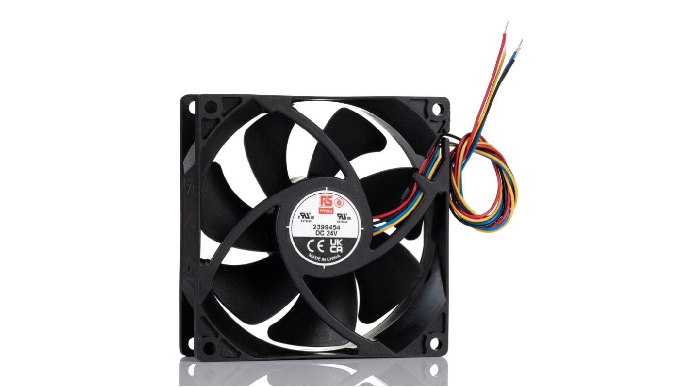 RS PRO Axial Fan, 24 V dc, DC Operation, 92.5cfm, 10.08W, 350mA Max, 92 x 92 x 25mm