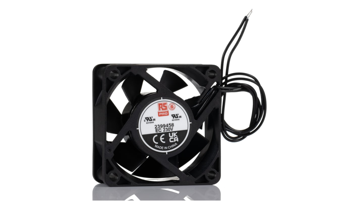 Ventilateur axial RS PRO 230 V c.a., 28.2cfm, 60 x 60 x 25mm, 4.2W