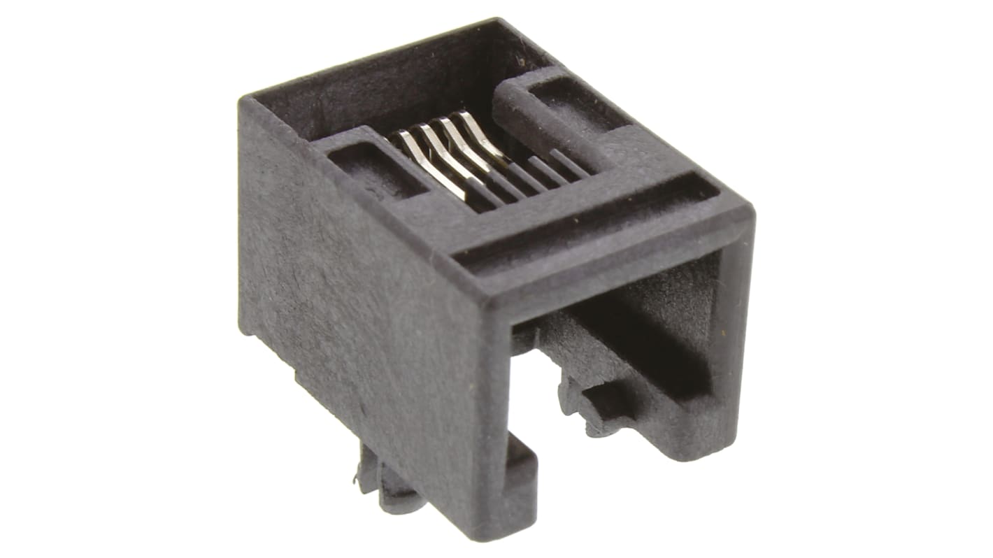 Molex 95501, Retvinklet RJ12 konnektor, Hun, 6P/6C-Polet, UTP, Hulmontering