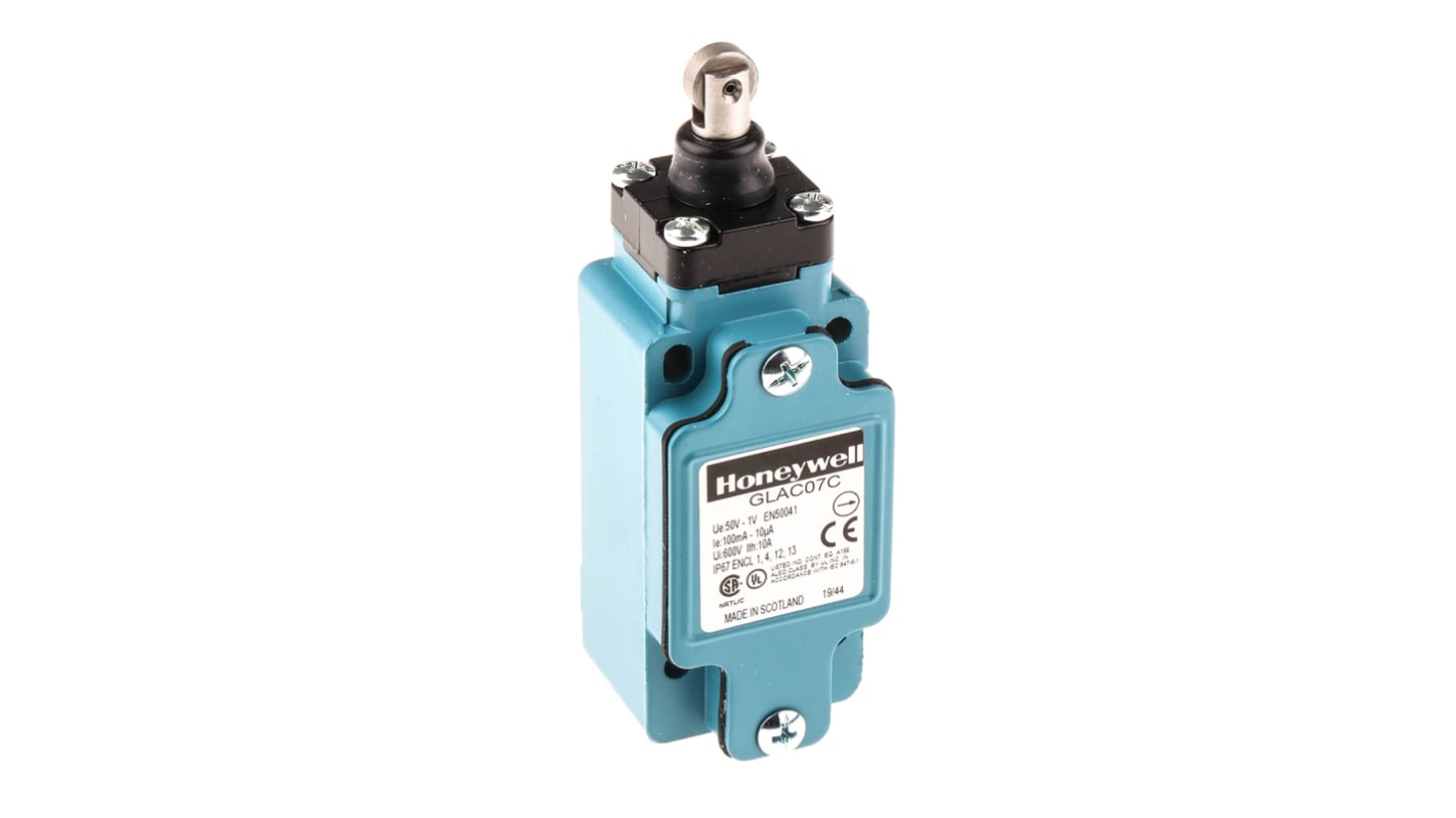 Honeywell GLA Series Plunger Limit Switch, NO/NC, IP67, SPDT, Die Cast Zinc Housing, 50V ac Max, 100mA Max