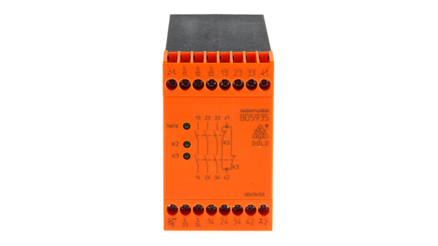 Relé de seguridad Dold Safemaster BD 5935 de 2 canales, para Parada de Emergencia, 230V ac, cat. seg. ISO 13849-1 4