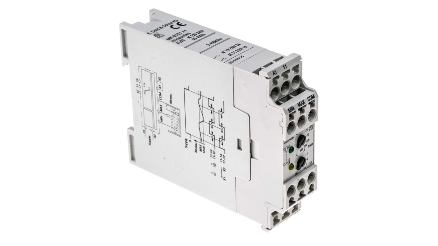 Dold Folyadékszintrelé 1 bemenettel, DIN-sín, szonda: 10V ac, 220 → 240 V ac