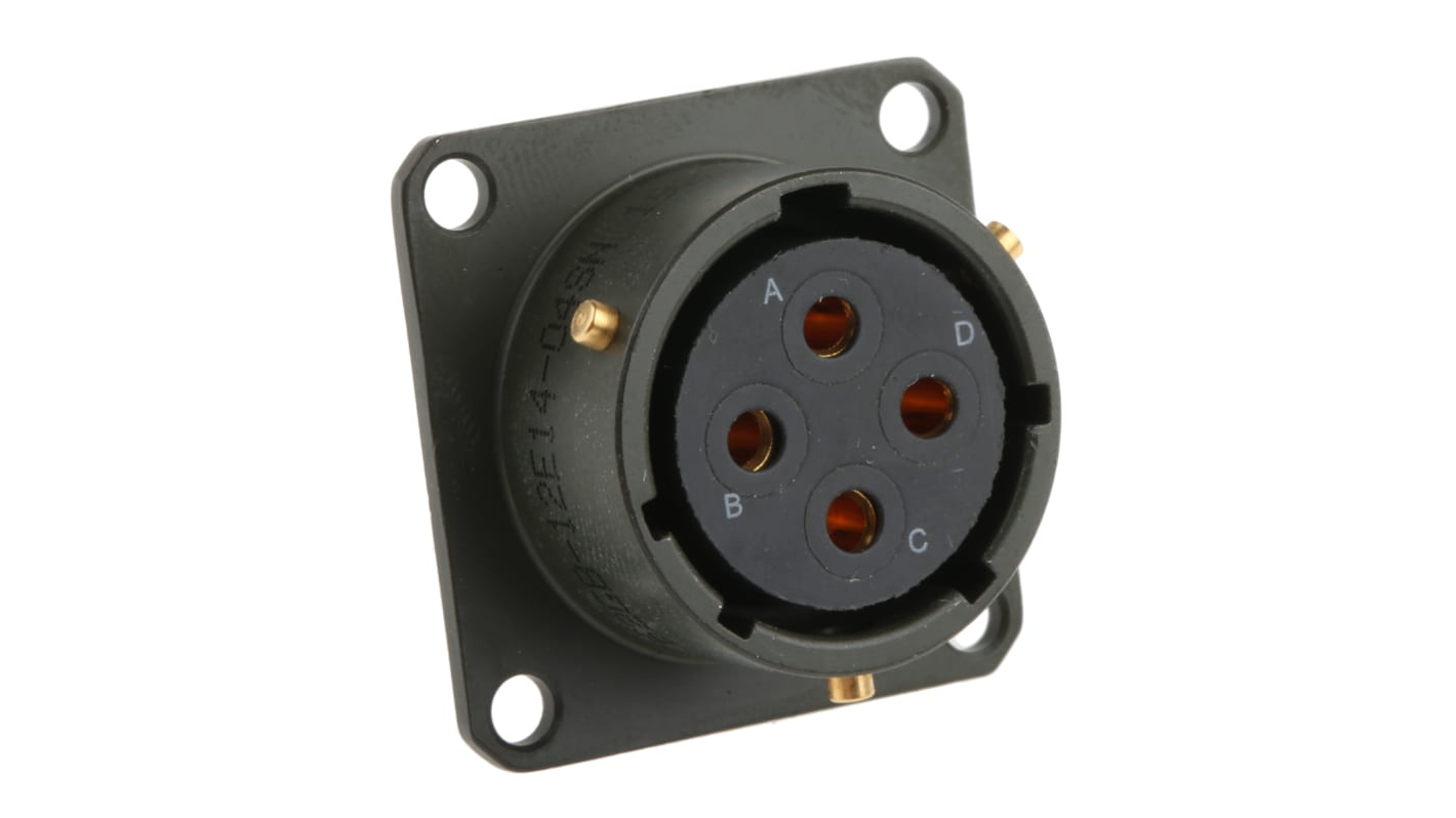 Amphenol Limited, 62GB 4 Way Box Mount MIL Spec Circular Connector Receptacle, Socket Contacts,Shell Size 14, Bayonet