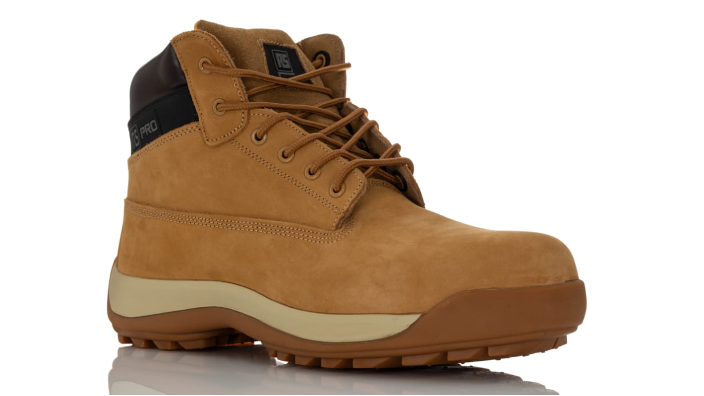 RS PRO EN20345 S3, Herren Sicherheitsstiefel  Beige, mit Glasfaser-Schutzkappe , Größe 41 / UK 7