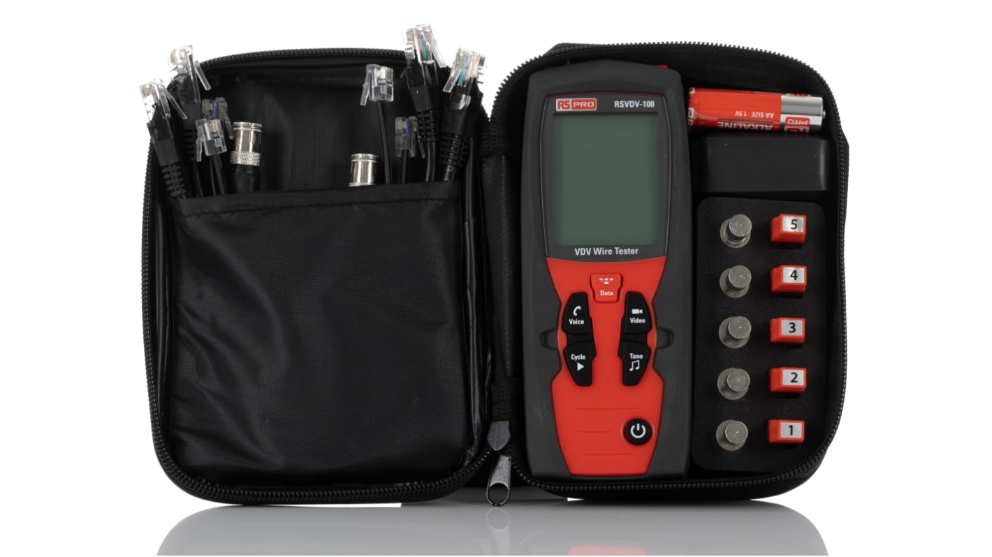 RS PRO RSVDV-100 Netzwerktester mit Tonsignal, Kabelprüfgerät, Cat3, Cat4, Cat5, Cat5e, Cat6, Cat6a, Cat7, Cat7a, RJ11,