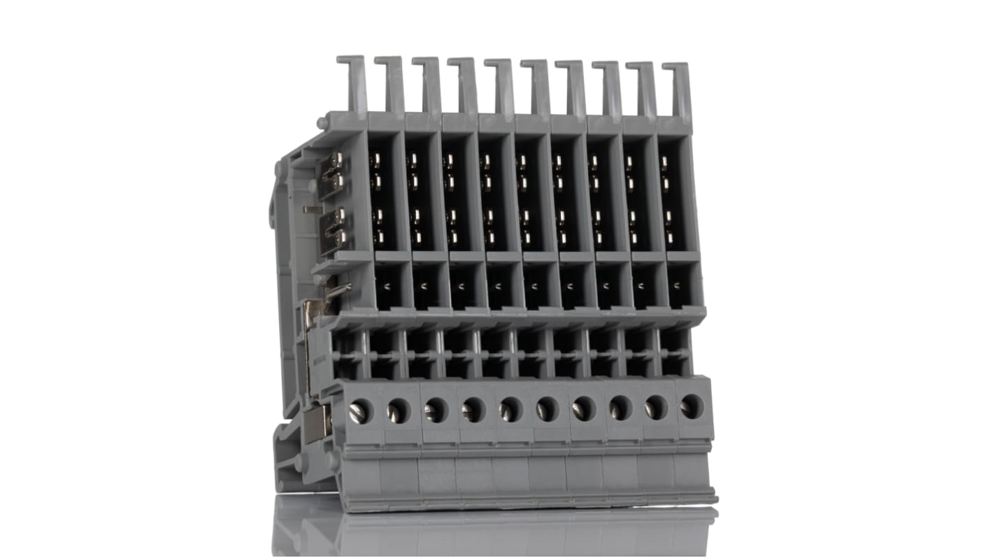 Phoenix Contact 8-0, 8), VBSTB 4-FS (6-2 Series Grey Feed Through Terminal Block, 2.5mm², 1-Level, Screw Termination