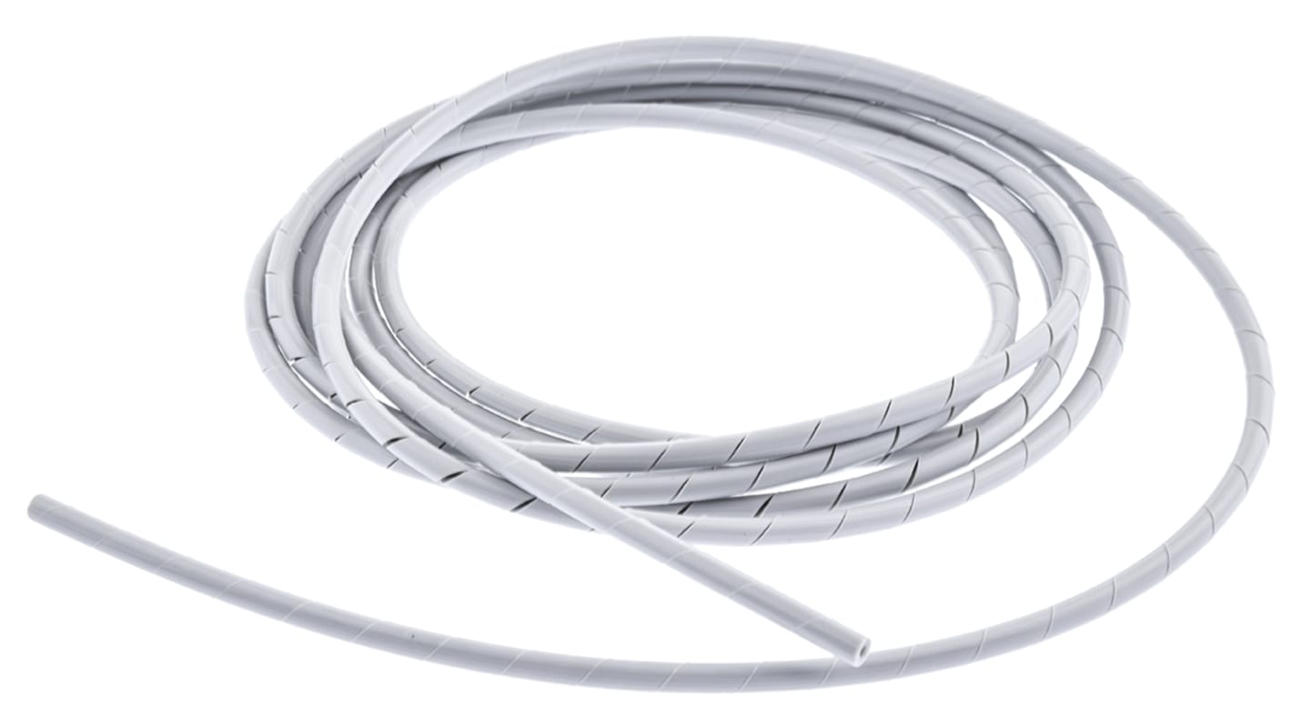 HellermannTyton 1NFP Spiral-Kabelschutzschlauch PE Grau, für Kabel-Ø 1.6mm bis 12mm, Länge 2m