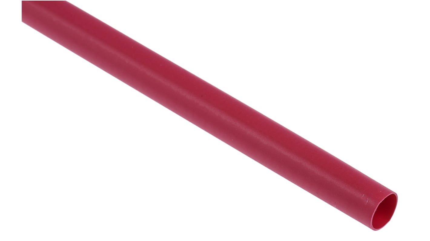 Tubo termorretráctil RS PRO de Poliolefina Rojo, contracción 3:1, Ø 6.4mm, long. 1.2m, forrado con adhesivo