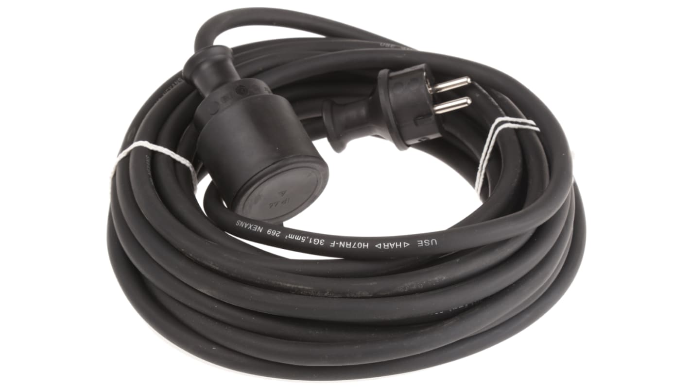 Napájecí kabel 10m, Černá, A: CEE 7/3 Schuko, B: CEE 7/4 Schuko, 10 A, 250 V Kopp