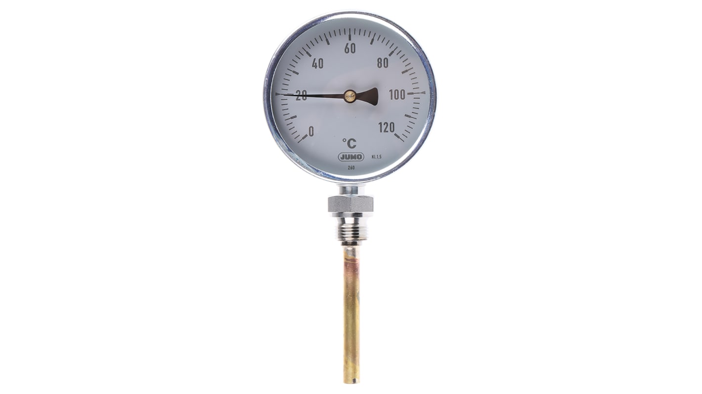 Jumo Zeigerthermometer, 0 → +120 °C.