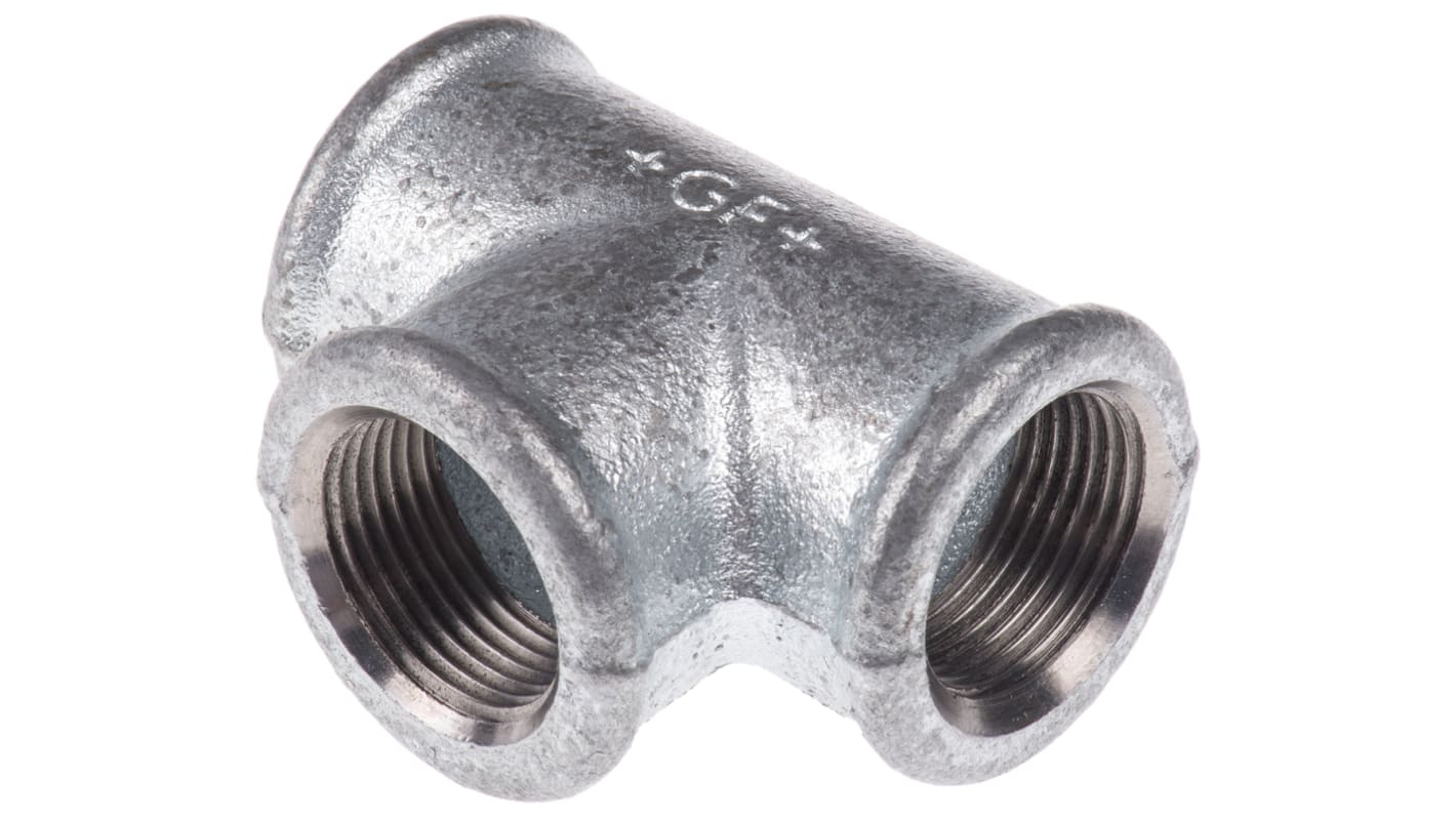 Georg Fischer Galvanised Malleable Iron Fitting Tee, Female BSPP 3/4in to Female BSPP 3/4in to Female BSPP 3/4in