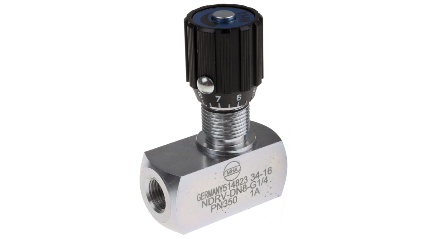 RS PRO Inline Mounting Hydraulic Flow Control Valve, G 1/4, 350bar, 50L/min