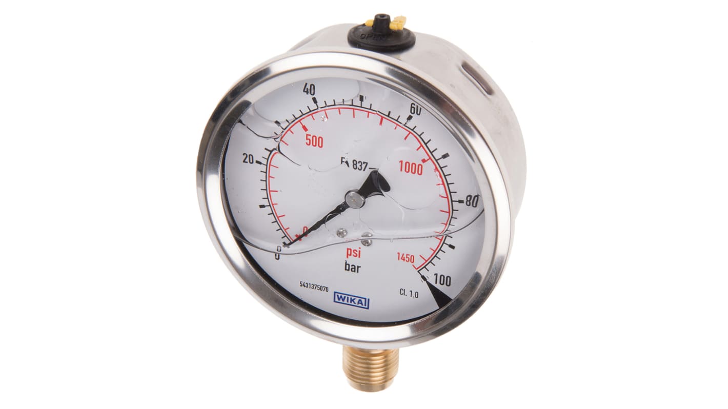 8888 Analogue Pressure Gauge 100bar Bottom Entry, 7075619, 0bar min.