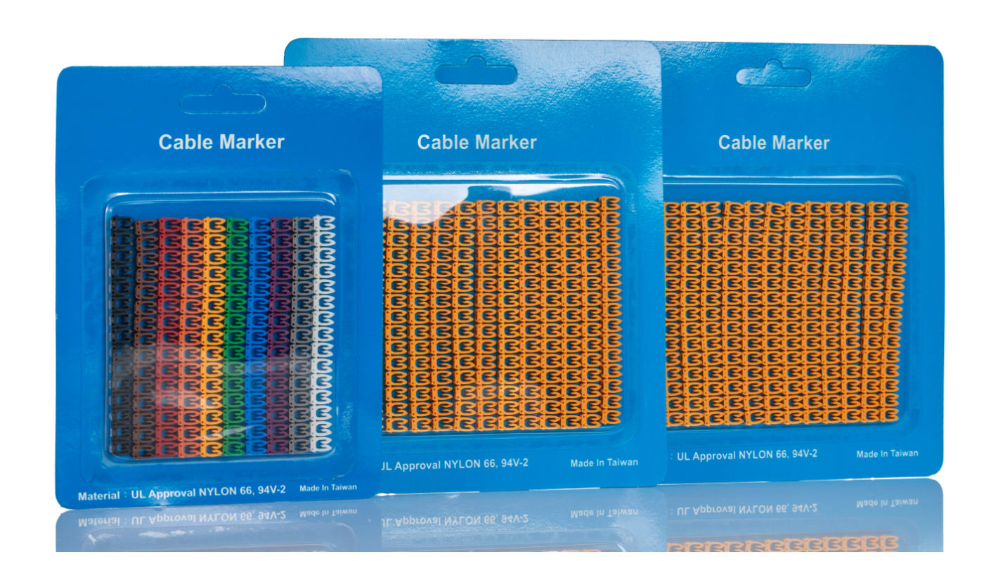 Marcadores de cable RS PRO, multicolor, texto: 0, 1, 2, 3, 4, 5, 6, 7, 8, 9, Ø máx. 3.6mm, montaje: Pinza