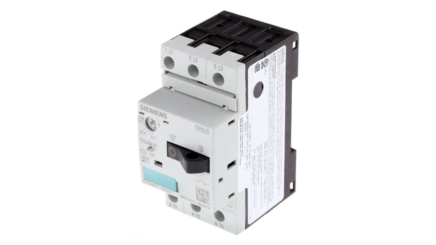 Guardamotor Siemens SIRIUS 3RV1, 0,11 → 0,16 A