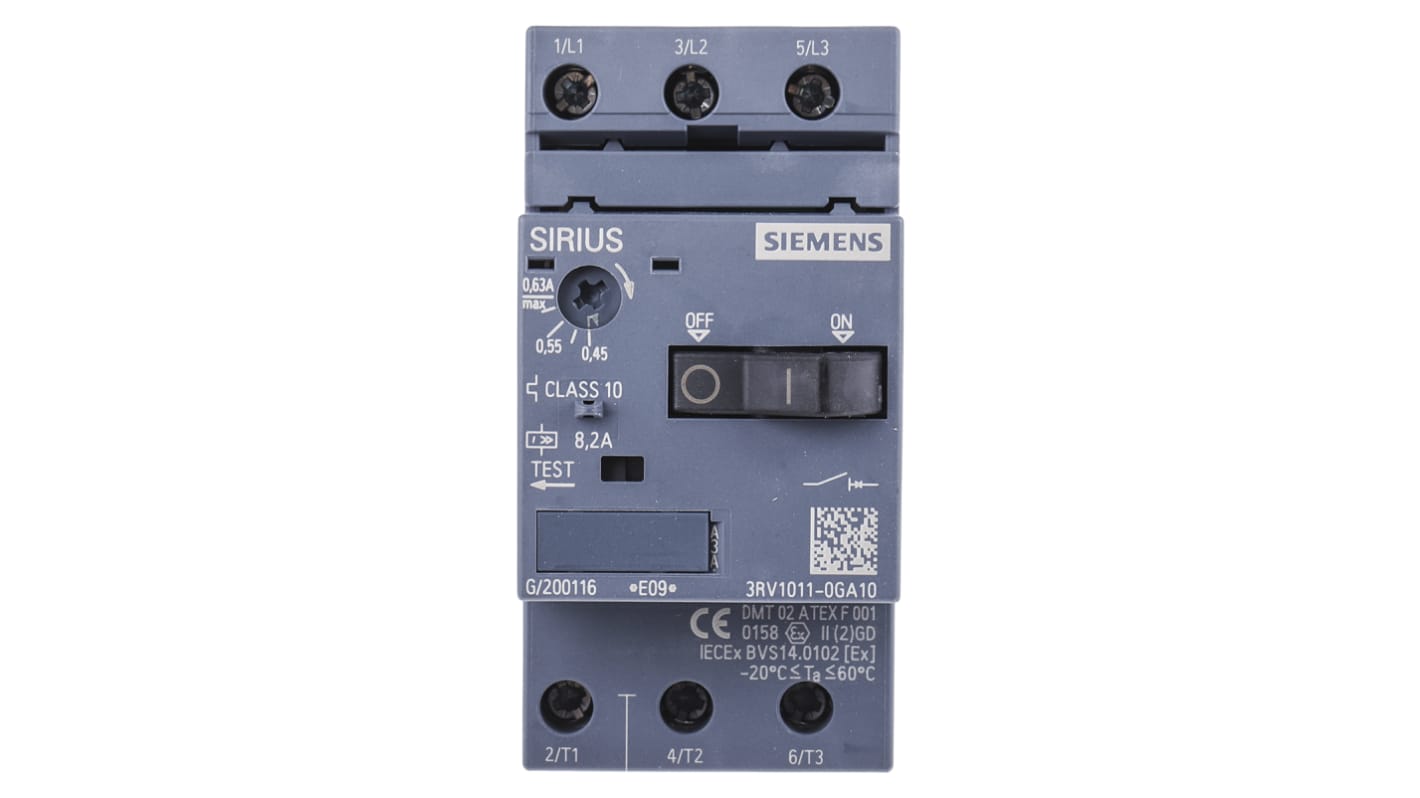 Interruttore automatico del motore Siemens, 0,45 → 0,63 A SIRIUS