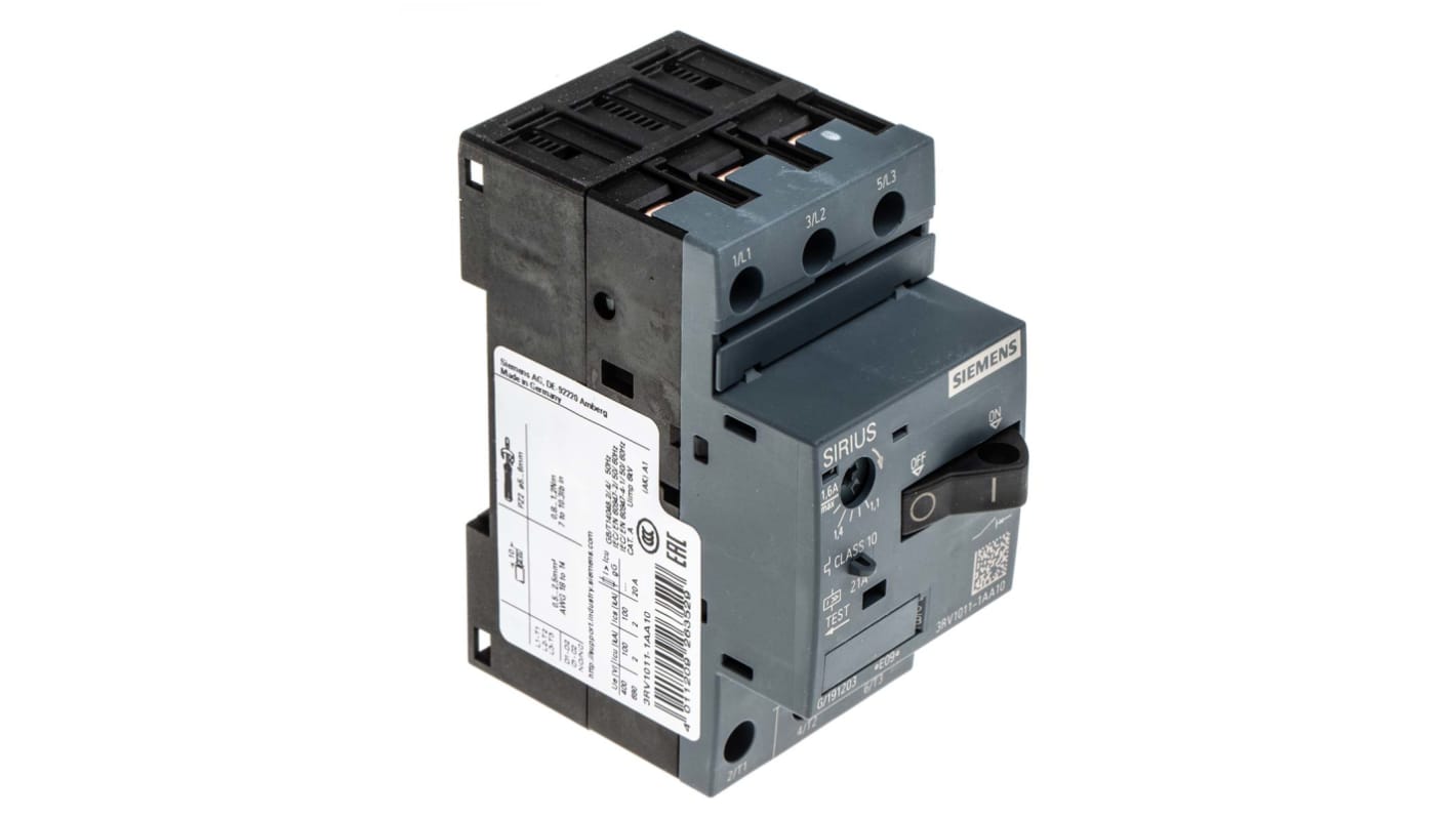 Disjoncteur moteur Siemens SIRIUS 3RV1 1,1 → 1,6 A., 690 V