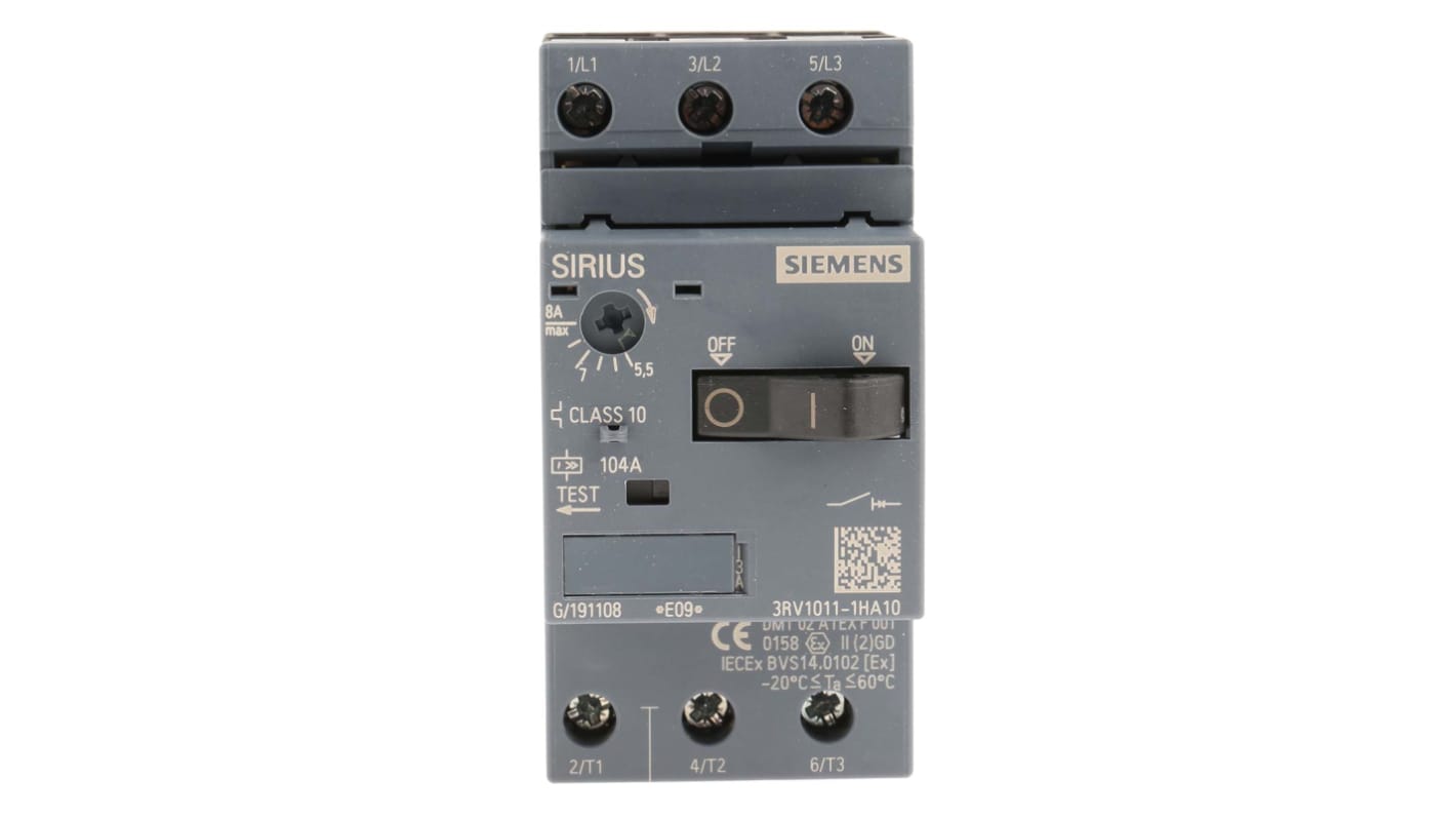 Siemens SIRIUS 3RV1 Motorschutzschalter, 5,5 → 8 A 90mm x 45mm