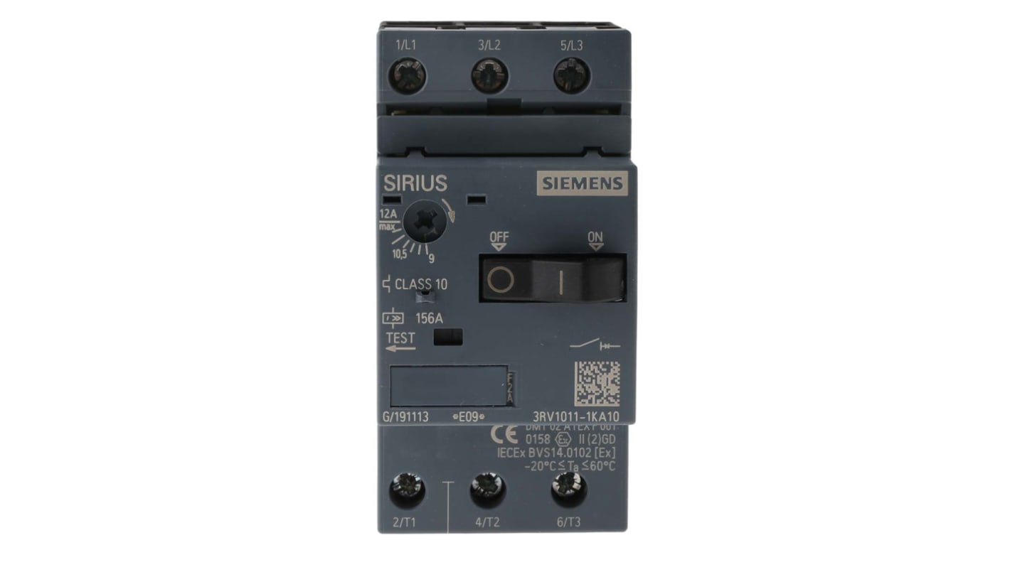 Siemens SIRIUS 3RV1 Motorschutzschalter, 9 → 12 A 90mm x 45mm