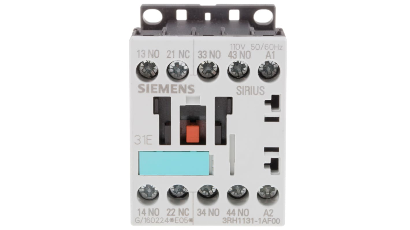 Siemens 3RH1 Contactor Relay 3NO/1NC, 6 A Contact Rating, SIRIUS Classic