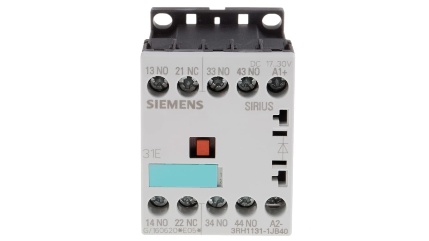 Siemens 3RH1 Contactor Relay 3NO/1NC, 10 A Contact Rating, SIRIUS Classic