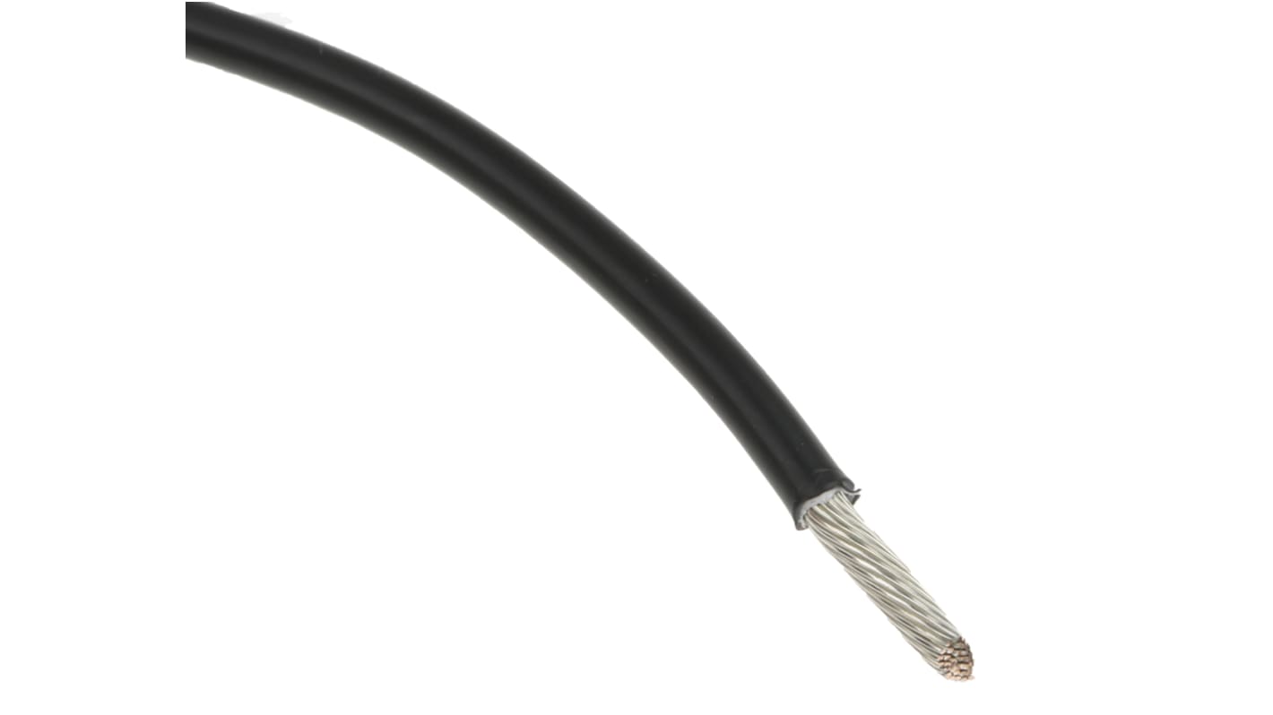 TE Connectivity 100G Series Black 0.5 mm² Hook Up Wire, 19/0.18 mm, Polymer Insulation