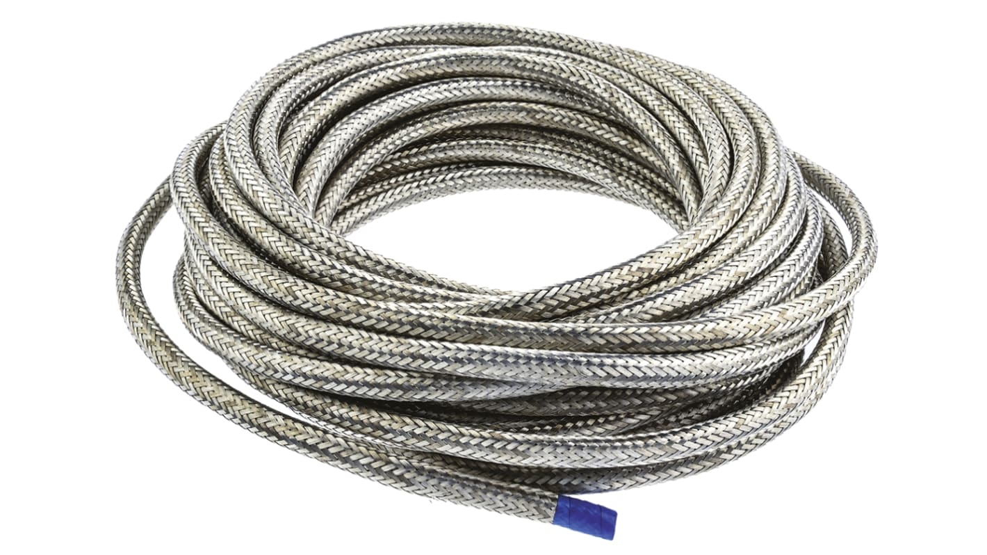 TE Connectivity Expandable Braided Copper Silver Cable Sleeve, 6mm Diameter, 10m Length, RayBraid Series