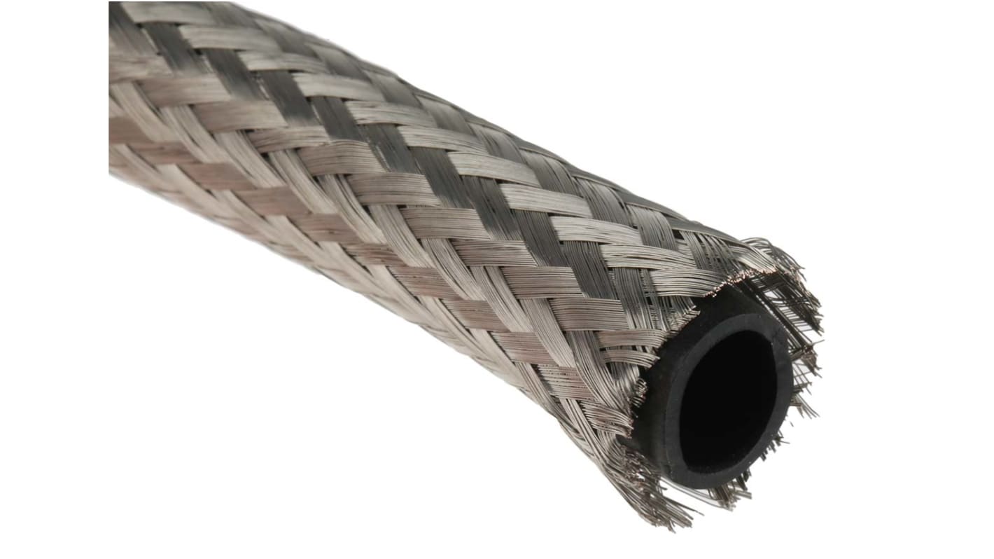 TE Connectivity Expandable Braided Copper Silver Cable Sleeve, 12.5mm Diameter, 10m Length, RayBraid Series