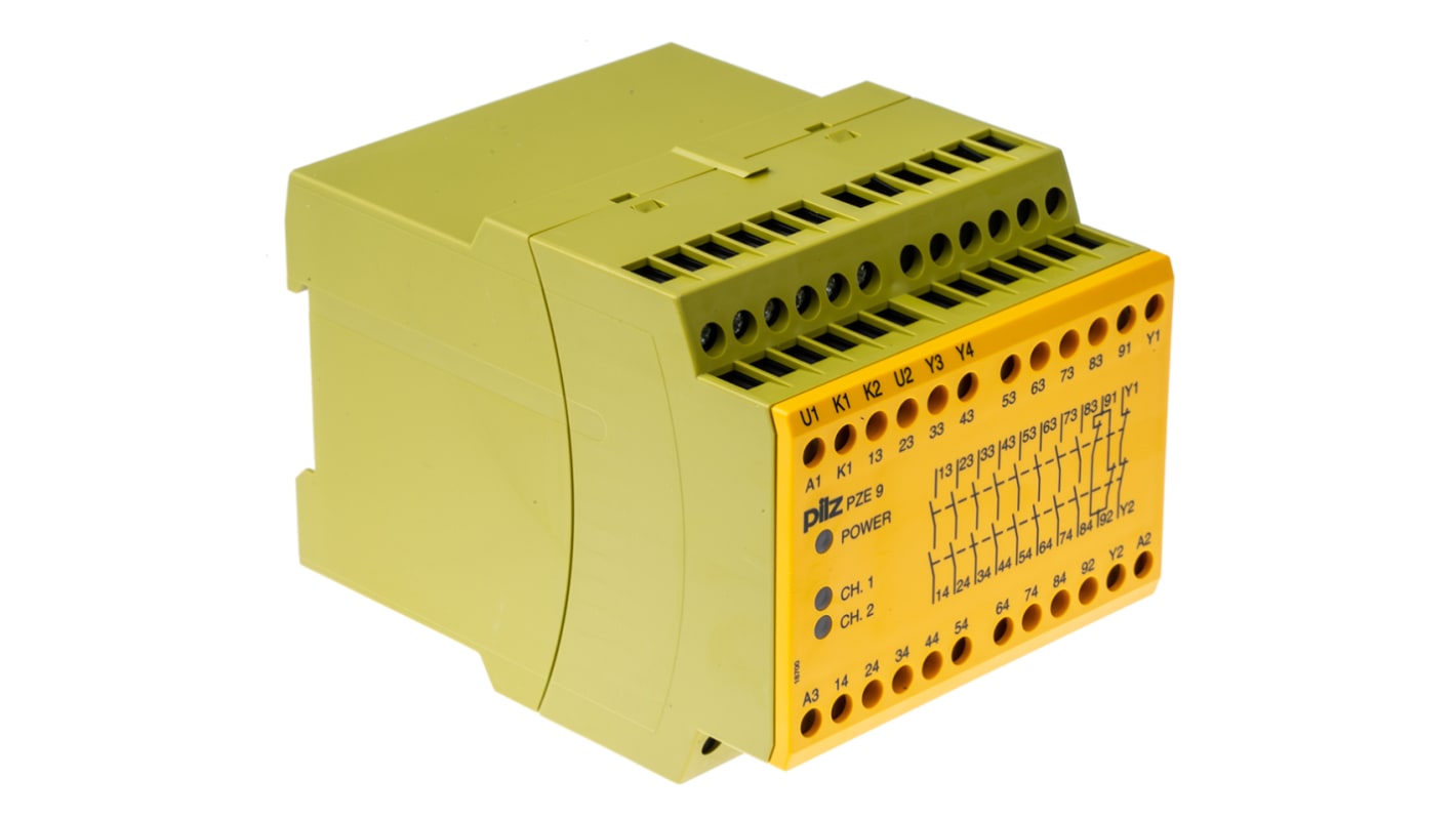 Relé de seguridad Pilz PNOZ X PZE 9 de 2 canales, para Módulo de expansión, 24V dc, cat. seg. ISO 13849-1 4