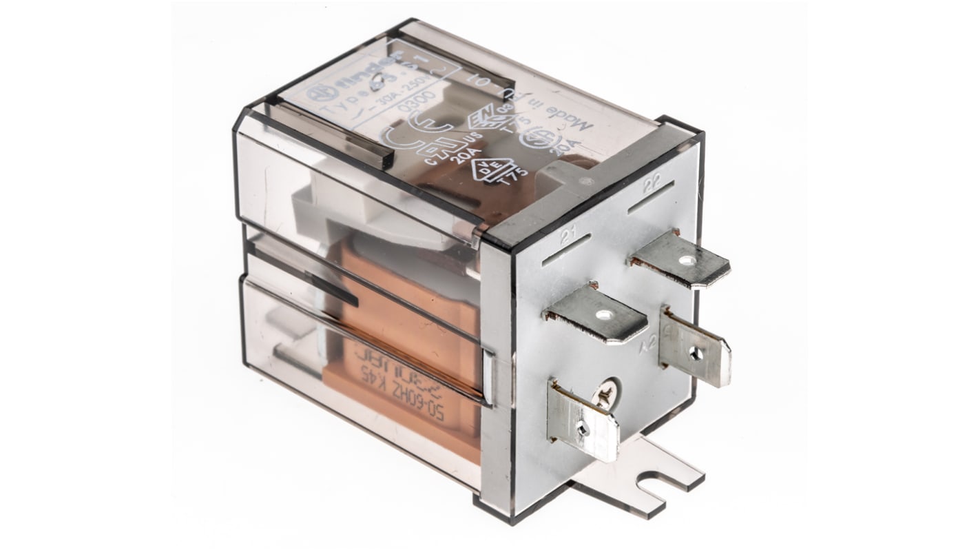 Finder Flange Mount Non-Latching Relay, 230V ac Coil, SPST